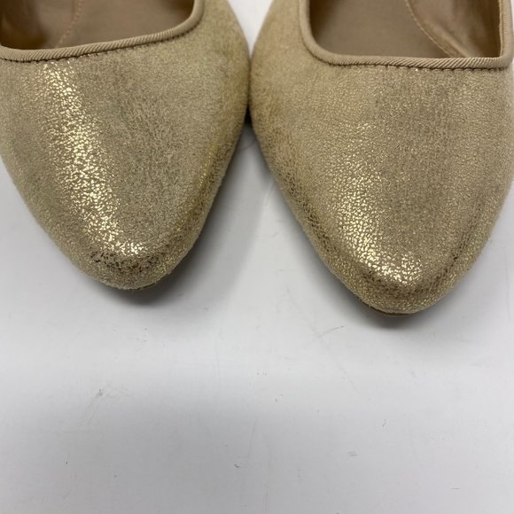 Ann Taylor Loft Gold Crackle Pointed Toe Slip On - Picture 5 of 8